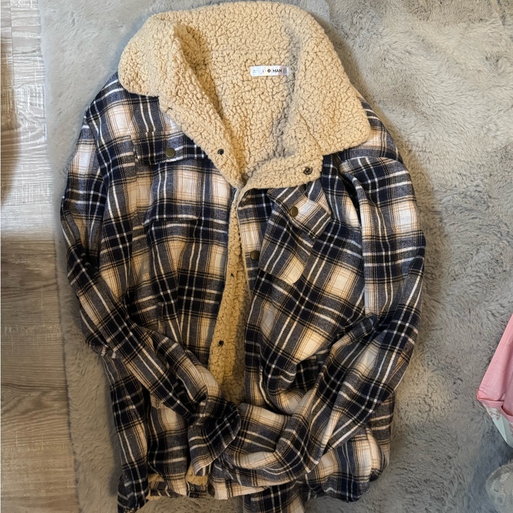 Plaid Sherpa-Lined Jacket